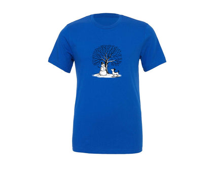 brand:Generic|color:True Royal Blue|Snowman And Dog Christmas Snowman Graphic T-Shirt