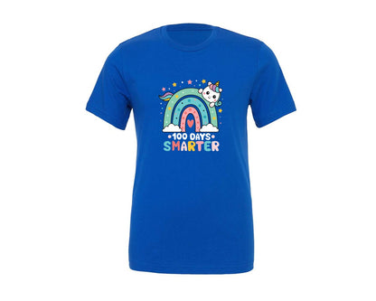 brand:Generic|color:True Royal Blue|Rainbow Cute Unicorn 100 Days Smarter Graphic T-Shirt