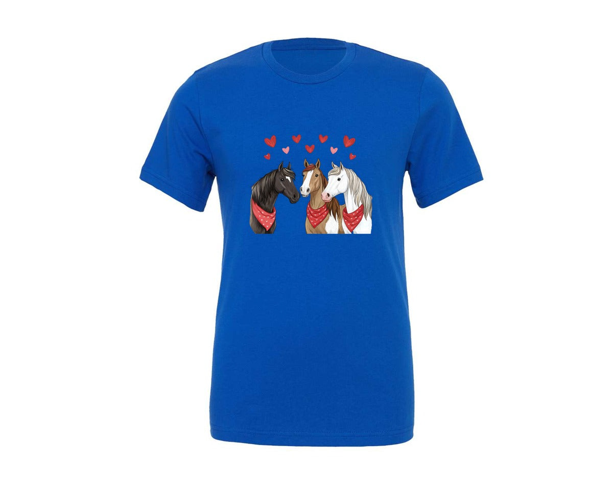 brand:Generic|color:True Royal Blue|Valentine Horse Love Horse Graphic T-Shirt