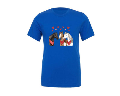 brand:Generic|color:True Royal Blue|Valentine Horse Love Horse Graphic T-Shirt