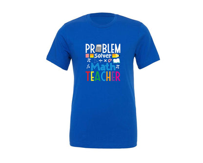 brand:Generic|color:True Royal Blue|Problem Solver Math Teacher Retro Tshirt Graphic T-Shirt