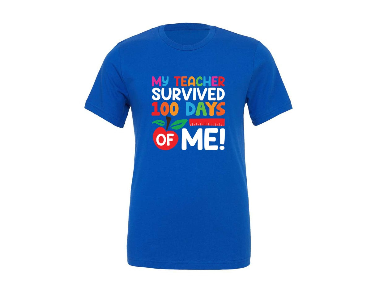 brand:Generic|color:True Royal Blue|100 Days Of School T Shirt Design 562 Graphic T-Shirt