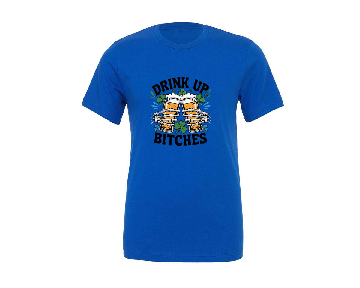 brand:Generic|color:True Royal Blue|Funny Halloween Beer Skeleton Graphic T-Shirt