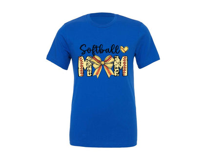 brand:Generic|color:True Royal Blue|Softball Mom Coquette Bow Lettered Cute Graphic T-Shirt