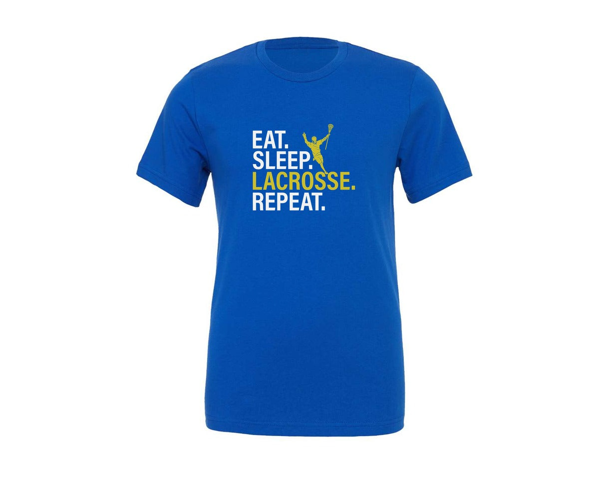 brand:Generic|color:True Royal Blue|Eat Sleep Lacrosse Repeat Sports Team Graphic T-Shirt