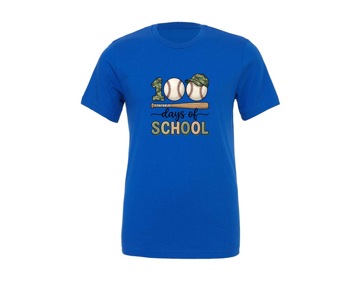brand:Generic|color:True Royal Blue|100 Days Of School Baseball Graphic T-Shirt