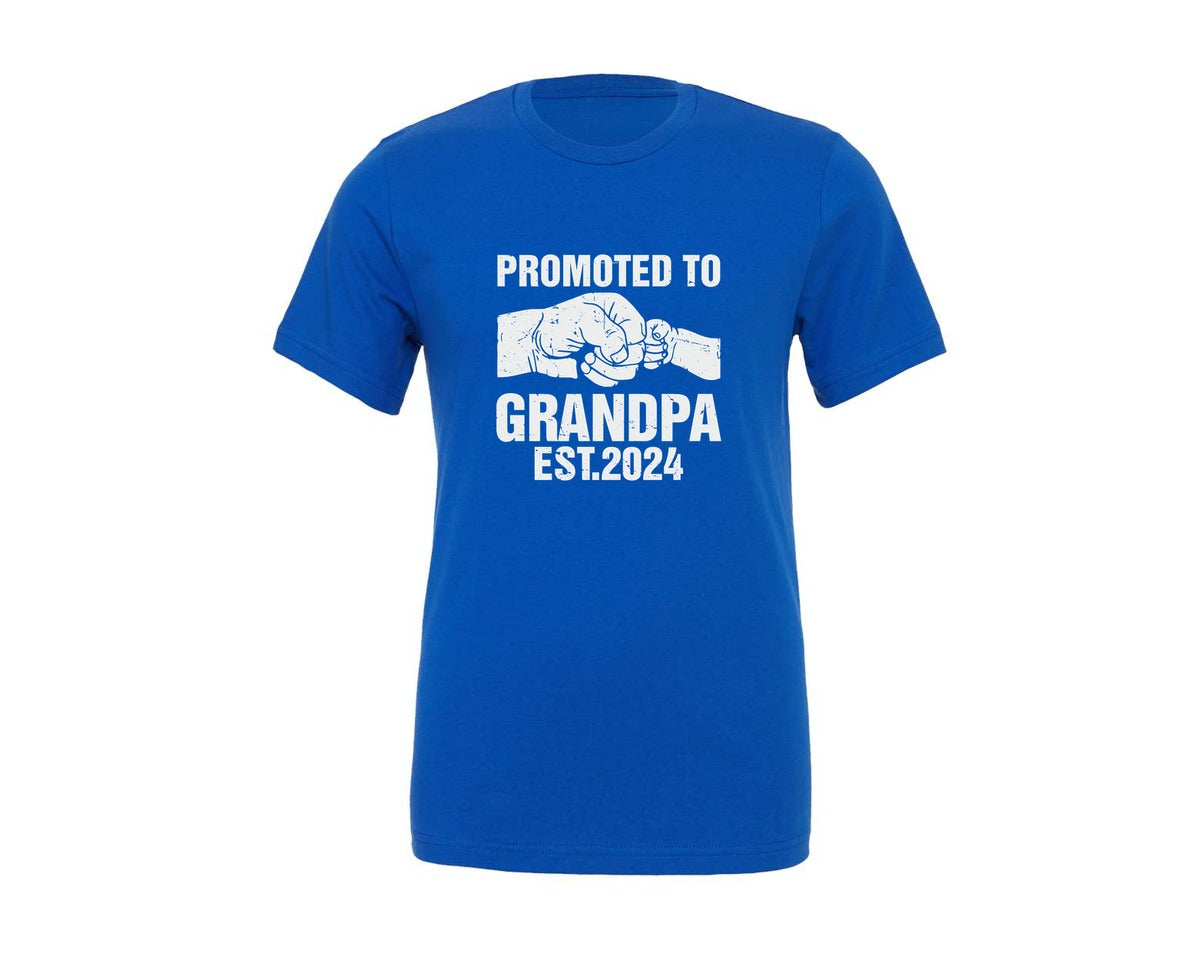 brand:Generic|color:True Royal Blue|Promoted To Grandpa 2024 File Graphic T-Shirt