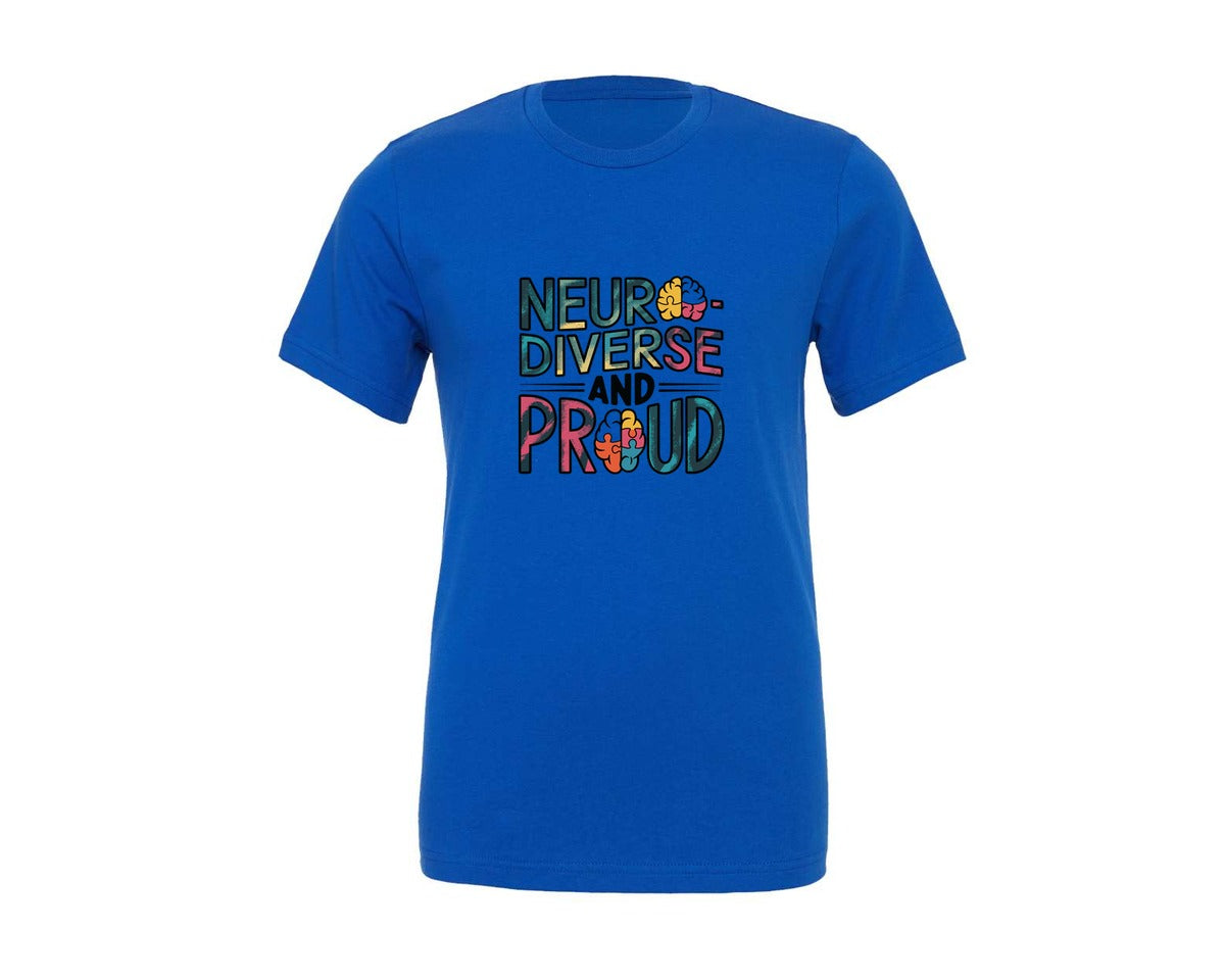 brand:Generic|color:True Royal Blue|Neuro Diverse And Proud Autism Shirt Graphic T-Shirt