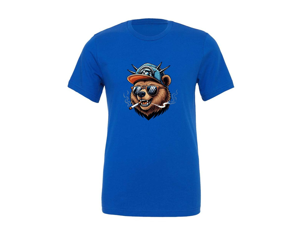 brand:Generic|color:True Royal Blue|Cool Bear Smoking Graphic Tee Graphic T-Shirt