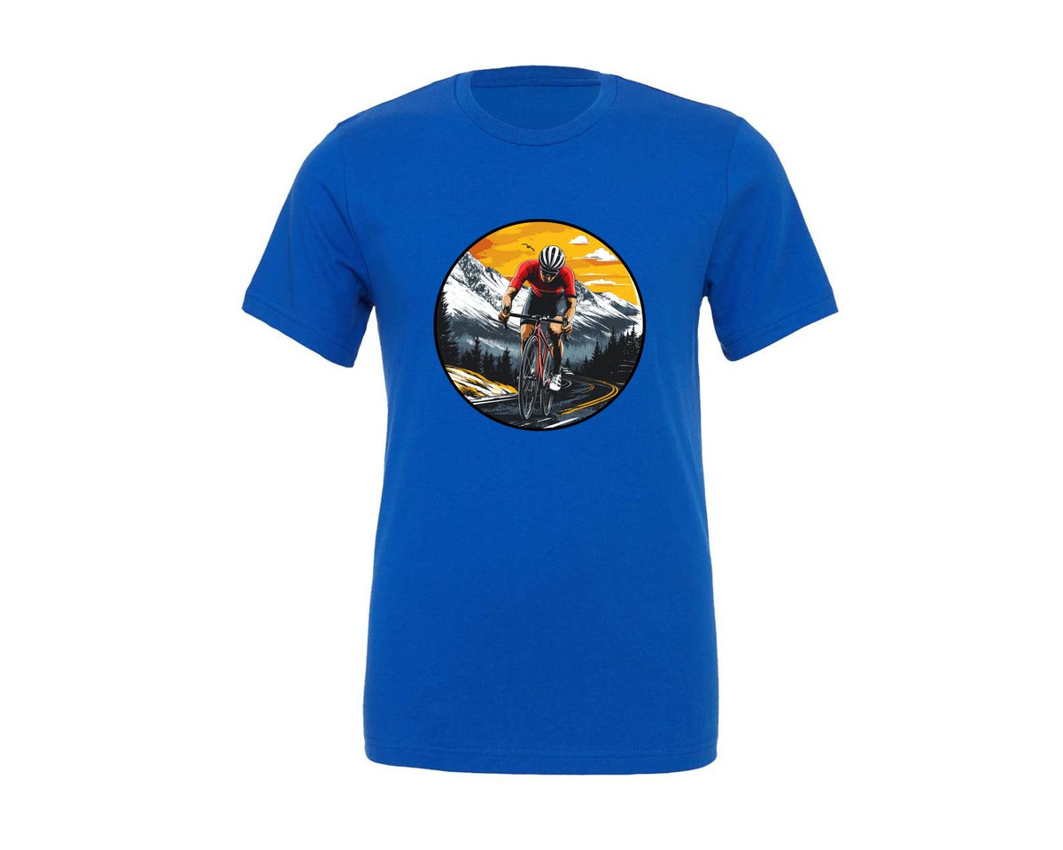 brand:Generic|color:True Royal Blue|Cycling Sunset T Shirt Design Vector Graphic T-Shirt