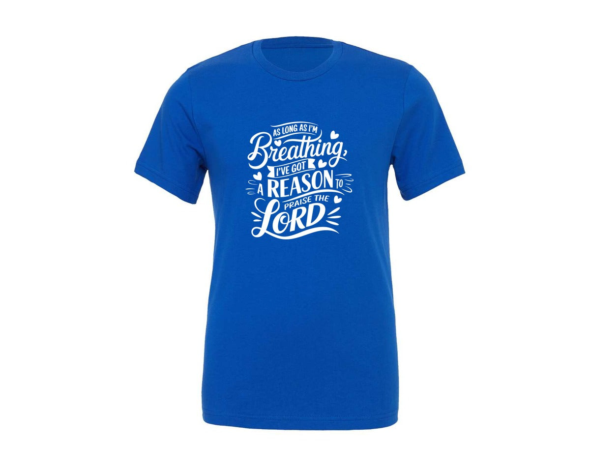 brand:Generic|color:True Royal Blue|As Long As Im Breathing Religious Graphic T-Shirt