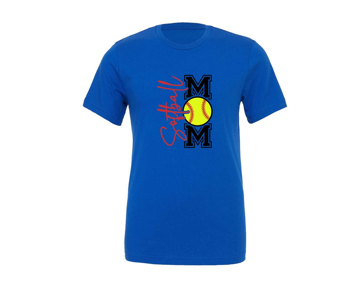 brand:Generic|color:True Royal Blue|Softball Mom Front Back Shirt Graphic T-Shirt