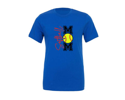 brand:Generic|color:True Royal Blue|Softball Mom Front Back Shirt Graphic T-Shirt