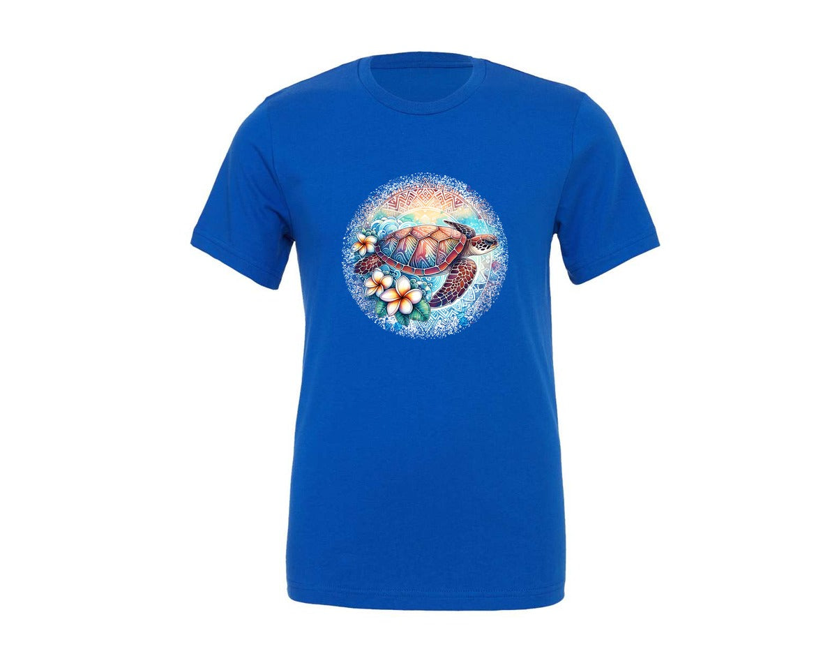 brand:Generic|color:True Royal Blue|Sea Turtle Tropical Round Tshirt 2 Graphic T-Shirt