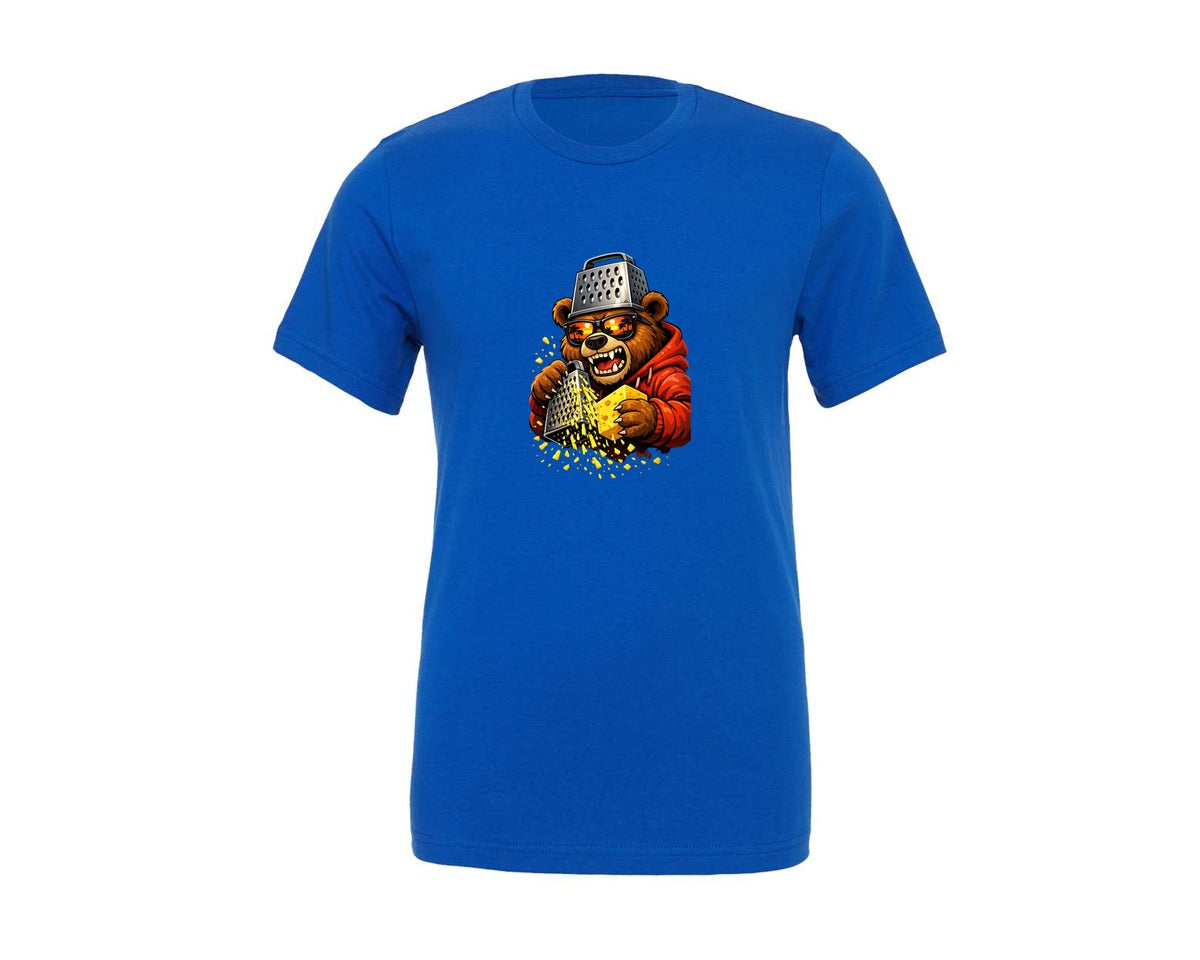 brand:Generic|color:True Royal Blue|Retro Bear With Cheese Grater Hat And Graphic T-Shirt