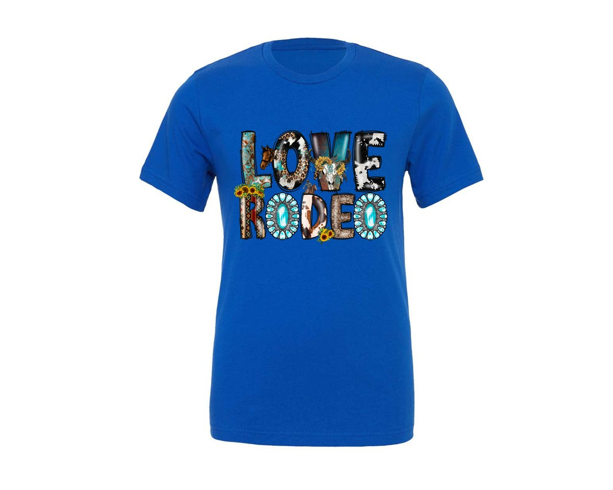 brand:Generic|color:True Royal Blue|Love Rodeo Western Graphic T-Shirt