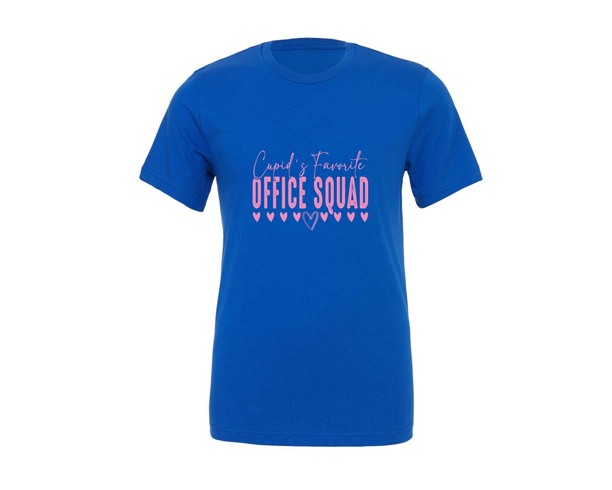 brand:Generic|color:True Royal Blue|Cupids Favorite Office Squad Valentines Graphic T-Shirt