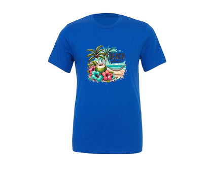 brand:Generic|color:True Royal Blue|Beach Please Tropical Flowers Graphic T-Shirt