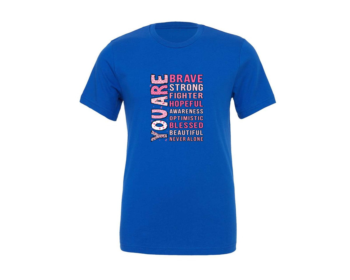brand:Generic|color:True Royal Blue|You Are Brave Strong Fighter Bible Graphic T-Shirt
