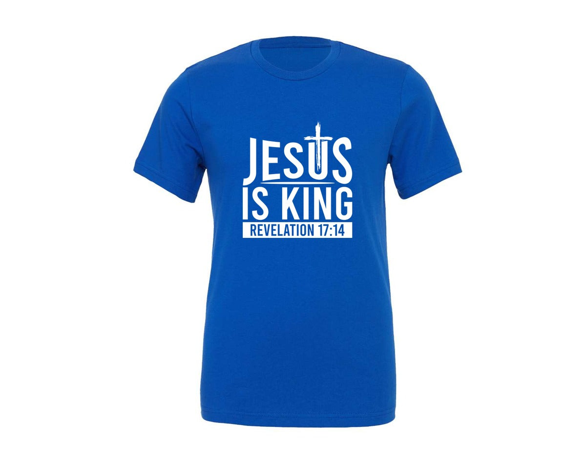brand:Generic|color:True Royal Blue|Jesus Is King Revelation Tshirt Design Graphic T-Shirt