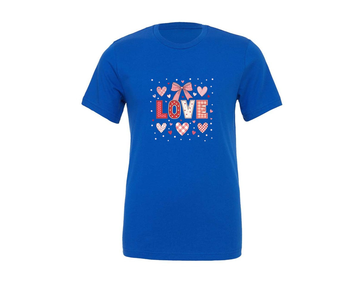 brand:Generic|color:True Royal Blue|Lace Love Coquette Bow Preppy Heart Graphic T-Shirt