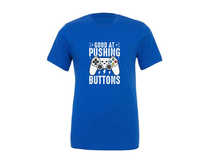 brand:Generic|color:True Royal Blue|Pushing Buttons Gamer Funny T Shirt Graphic T-Shirt