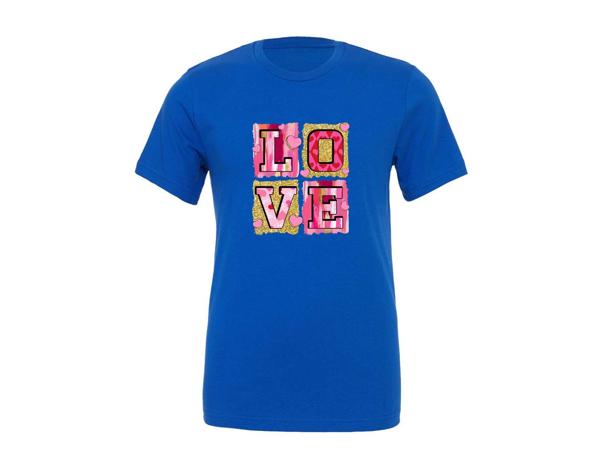brand:Generic|color:True Royal Blue|Pink Valentines Day Love Coquette Graphic T-Shirt