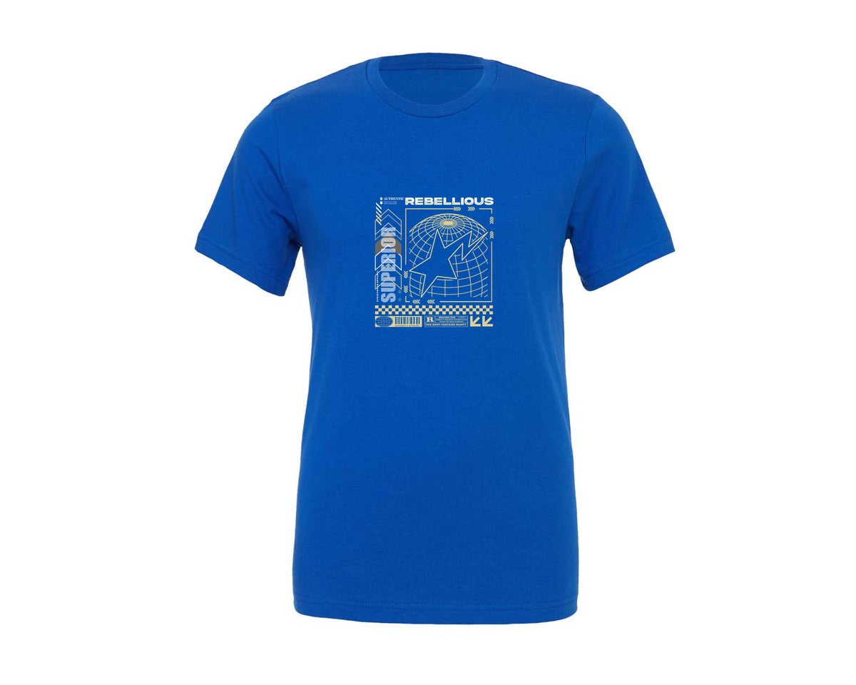 brand:Generic|color:True Royal Blue|Y2K Urban Futuristic Illustration Design Graphic T-Shirt