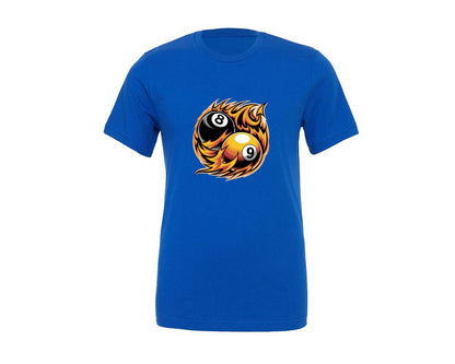 brand:Generic|color:True Royal Blue|Flaming 8 9 Ball Billiards Graphic T-Shirt