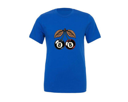 brand:Generic|color:True Royal Blue|Leopard Print 8 Ball Cherries 3 Graphic T-Shirt