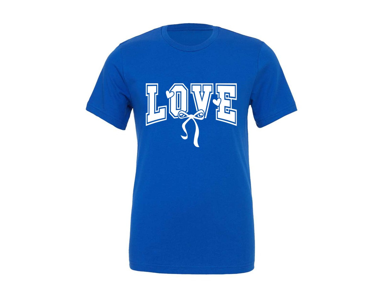 brand:Generic|color:True Royal Blue|Valentine Coquette Bow Love 2 Graphic T-Shirt