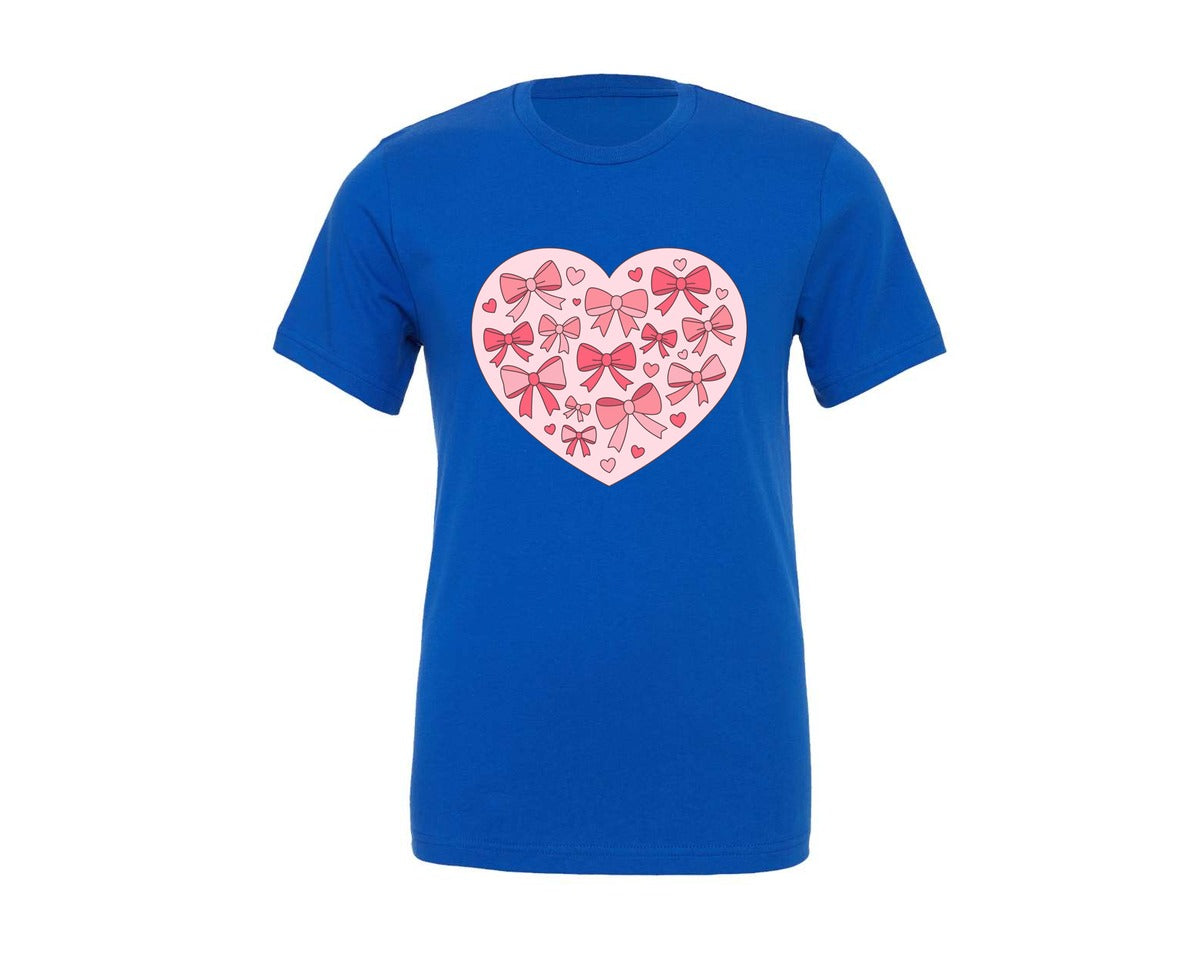 brand:Generic|color:True Royal Blue|Heart Filled With Pink Bows And Love Graphic T-Shirt
