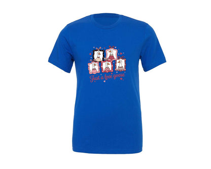 brand:Generic|color:True Royal Blue|Just A Love Goose Valentines Graphic T-Shirt