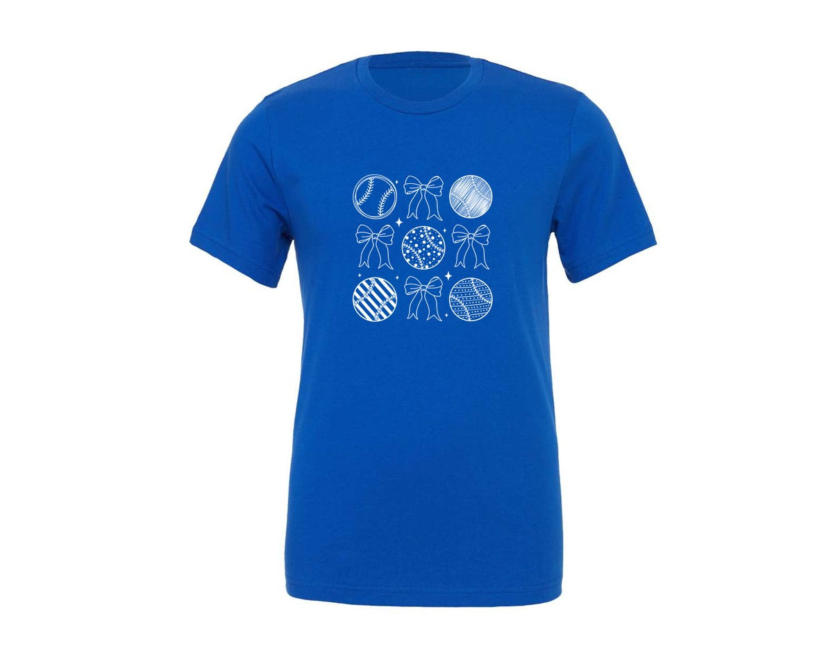 brand:Generic|color:True Royal Blue|Coquette Baseball Game Day Graphic T-Shirt