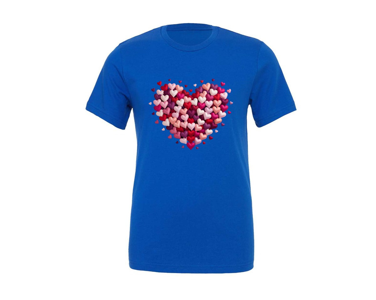 brand:Generic|color:True Royal Blue|Valentine Day Heart Latch Hook Yarn Graphic T-Shirt