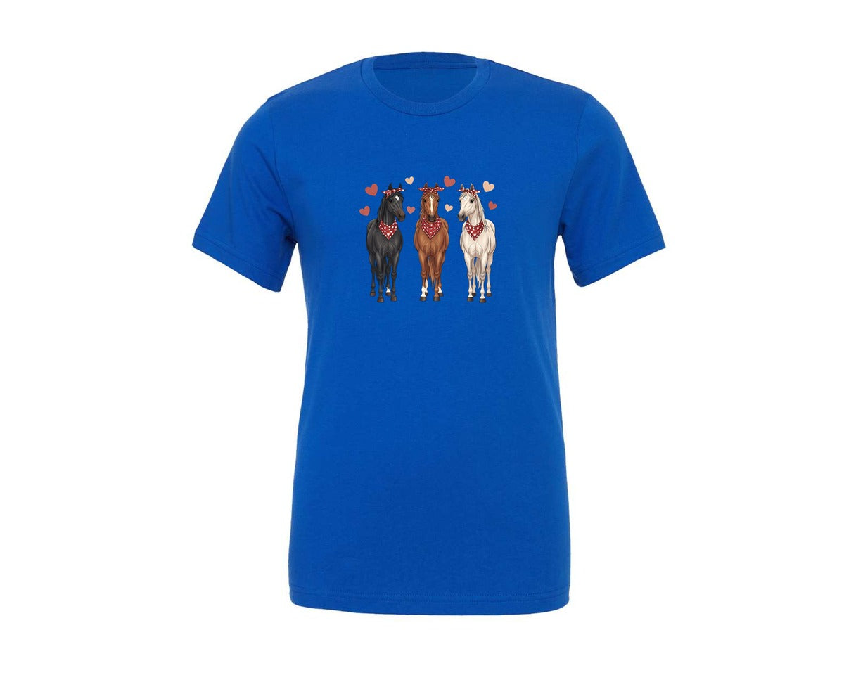 brand:Generic|color:True Royal Blue|Valentine Horse Graphic T-Shirt