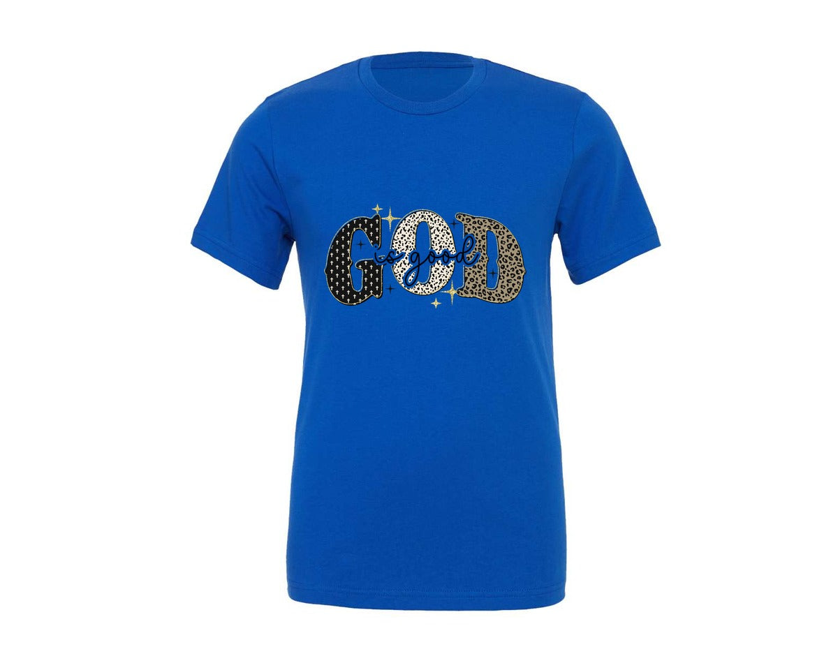 brand:Generic|color:True Royal Blue|God Is Good Bible Verse Graphic T-Shirt