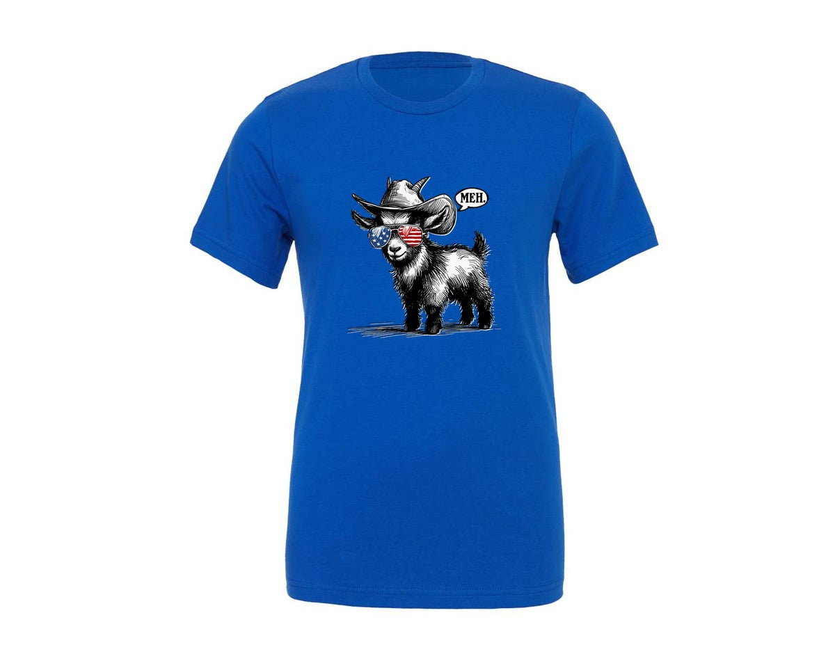 brand:Generic|color:True Royal Blue|Goat Meh Retro Shirt Graphic T-Shirt