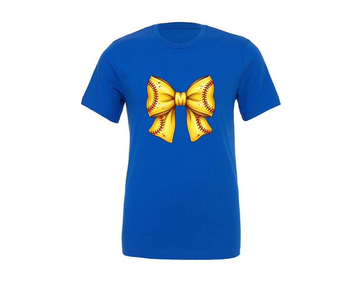 brand:Generic|color:True Royal Blue|Retro Softball Bow 3 Graphic T-Shirt