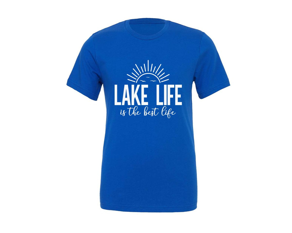 brand:Generic|color:True Royal Blue|Lake Life Summer Lake Vibes Boat Graphic T-Shirt