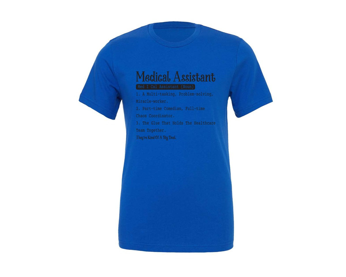brand:Generic|color:True Royal Blue|Medical Assistant Definition Graphic T-Shirt