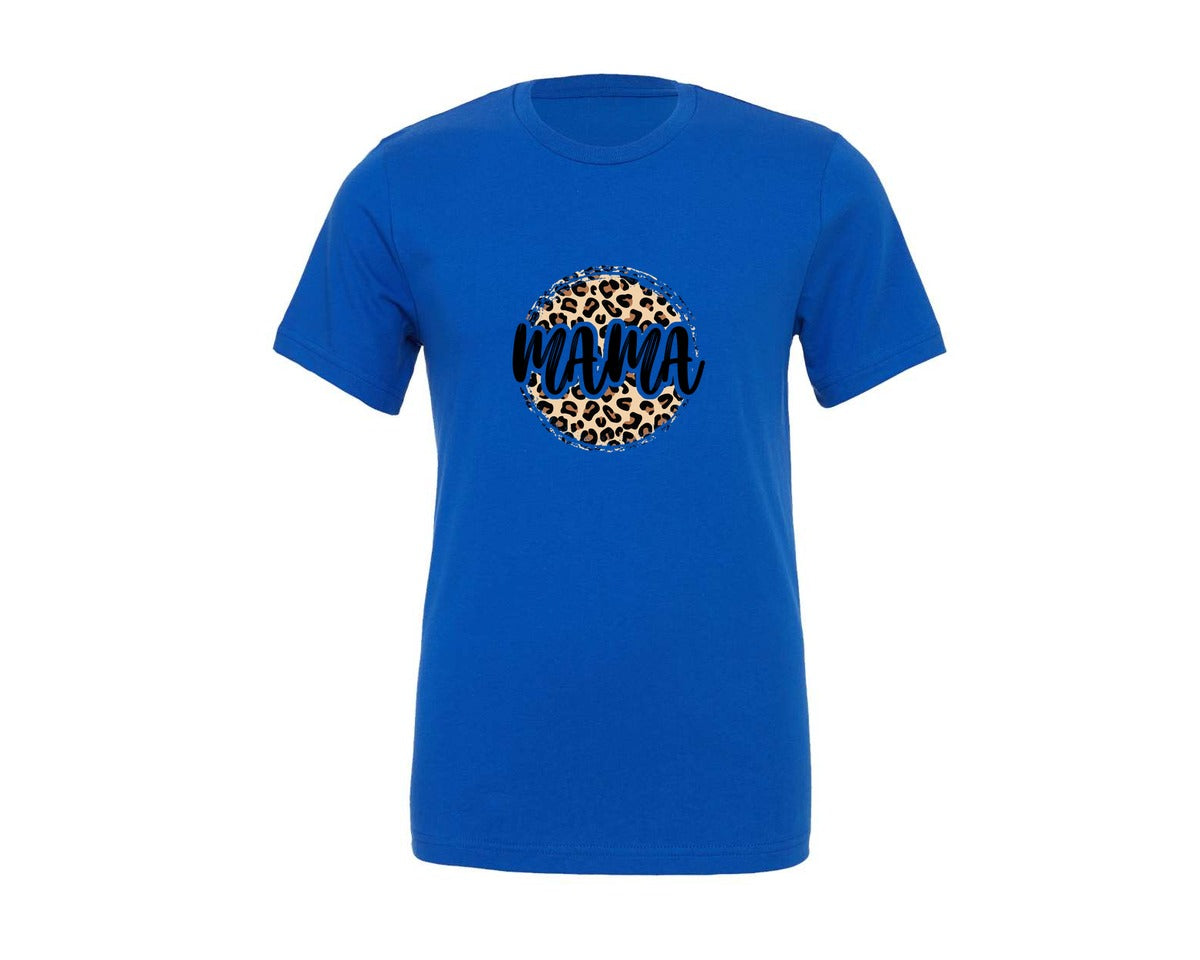 brand:Generic|color:True Royal Blue|Mama Leopard Print Mothers Day Graphic T-Shirt