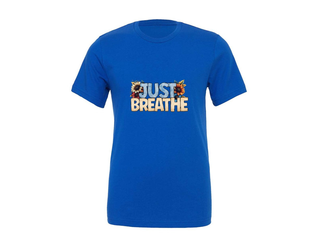 brand:Generic|color:True Royal Blue|Just Breathe Design Graphic T-Shirt