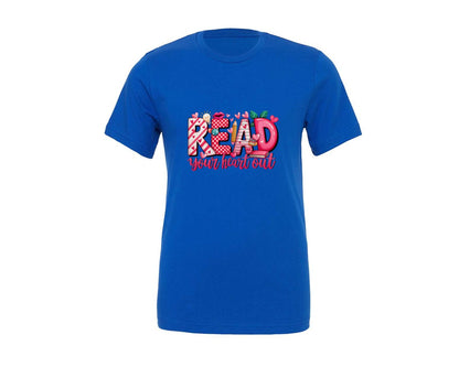 brand:Generic|color:True Royal Blue|Read Your Heart Out Reading Shirt Graphic T-Shirt