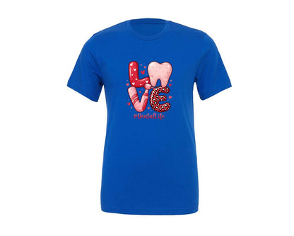 brand:Generic|color:True Royal Blue|Dental Love Valentine Graphic T-Shirt