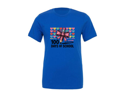 brand:Generic|color:True Royal Blue|100 Days Of School Pencil Design Graphic T-Shirt