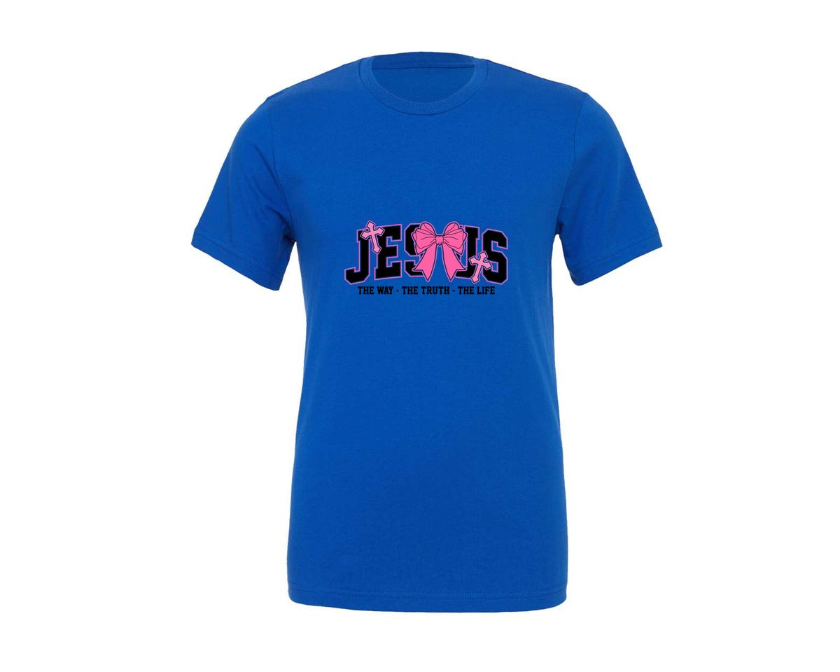brand:Generic|color:True Royal Blue|Coquette Christian Jesus Preppy Graphic T-Shirt