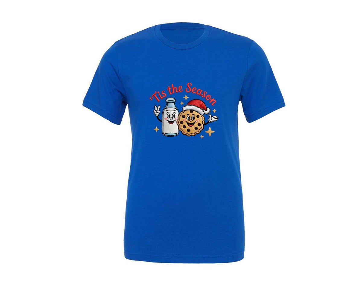 brand:Generic|color:True Royal Blue|Milk And Cookies Tis The Season 2 Graphic T-Shirt