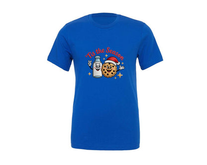 brand:Generic|color:True Royal Blue|Milk And Cookies Tis The Season 2 Graphic T-Shirt