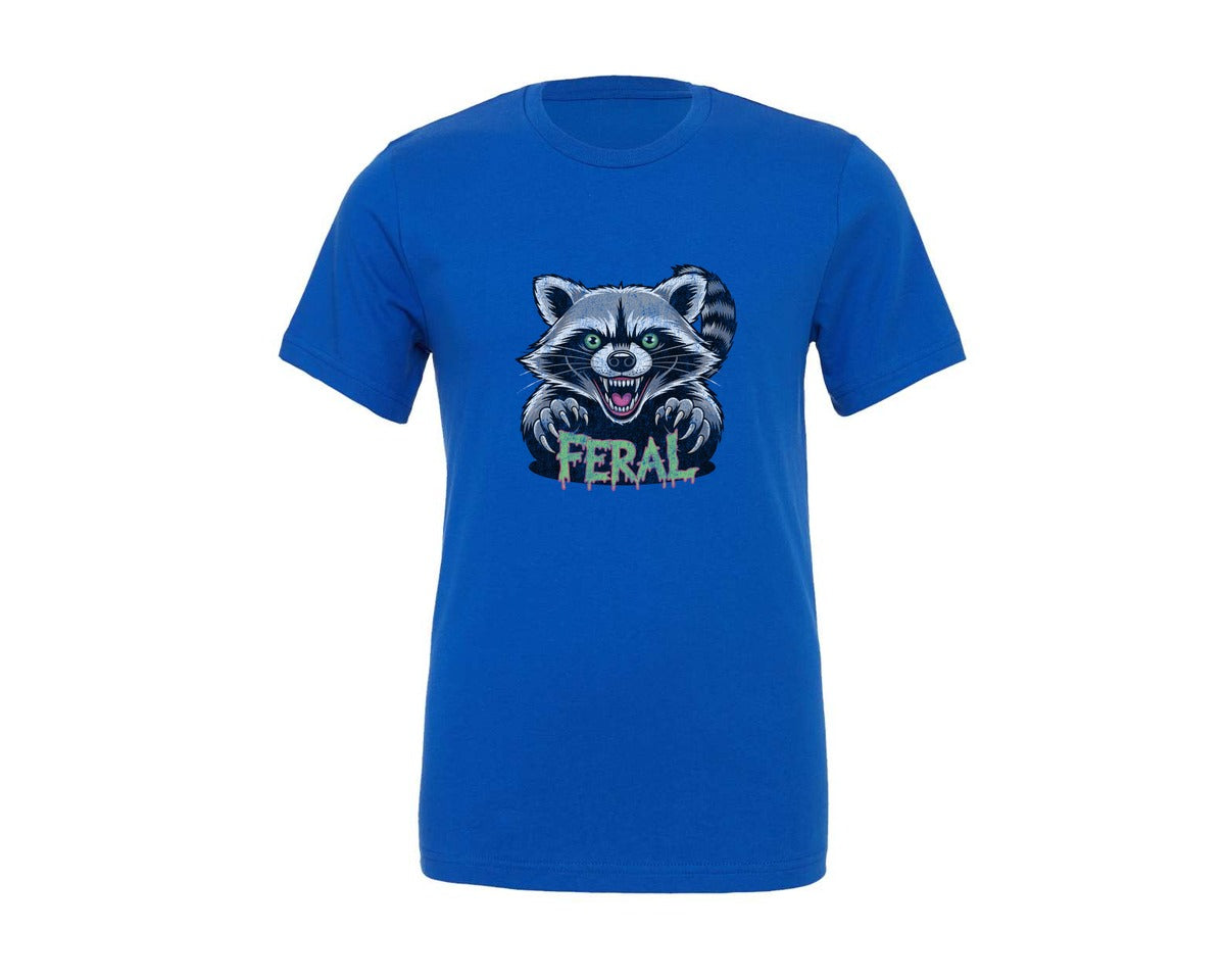 brand:Generic|color:True Royal Blue|Raccoon Feral T Shirt Design Graphic T-Shirt